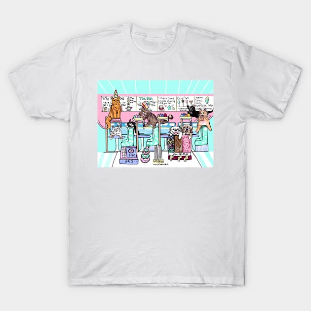 Party at the Donut Shop T-Shirt by HappyPawtraits